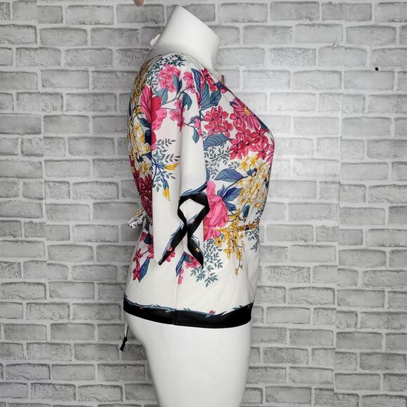 Vintage Sears Volup Flutter Split Sleeve Floral Blouse, Sz 14 - Picture 3 of 6